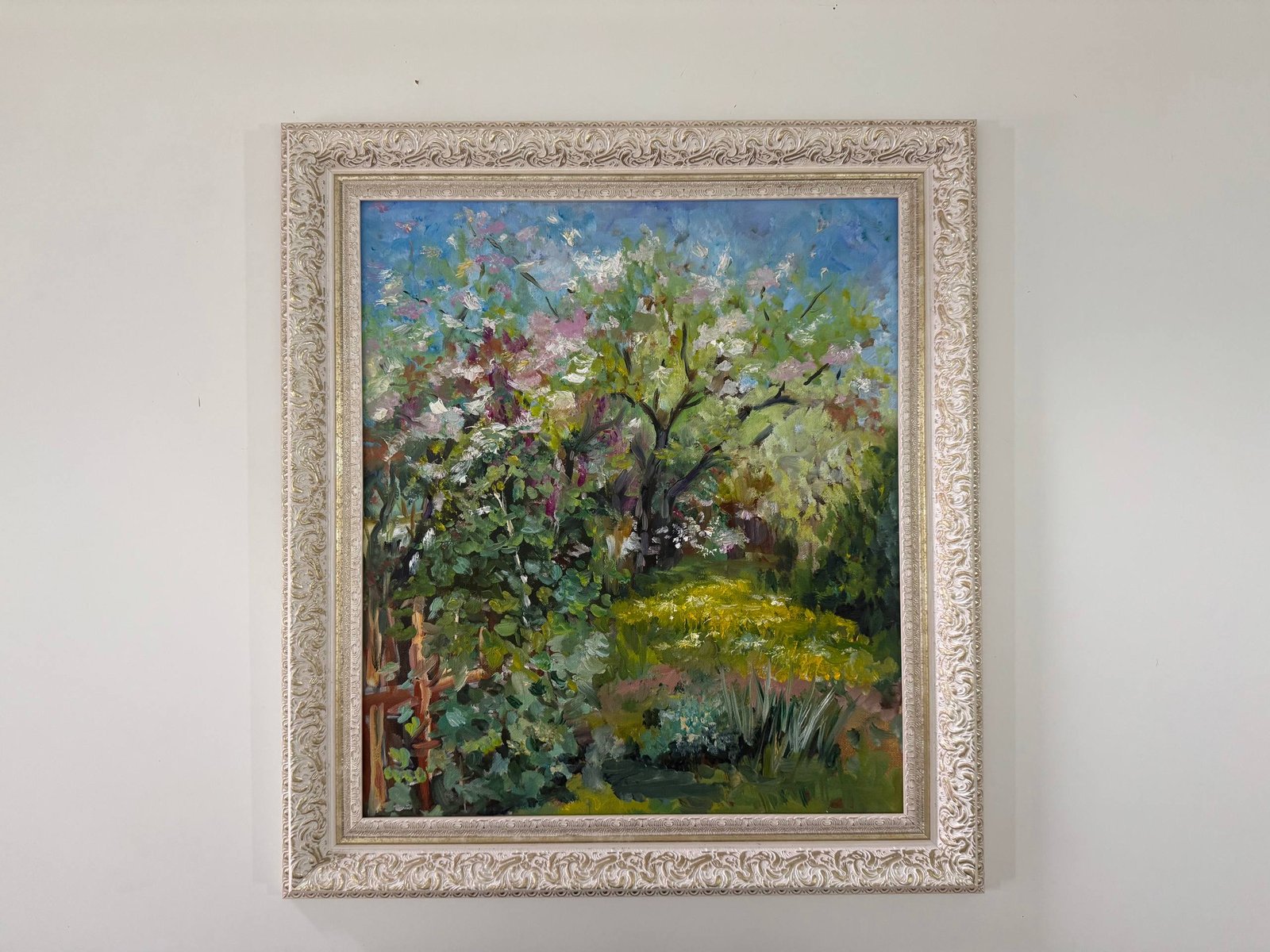 “Spring Garden Path” – Impressionist Floral Garden Painting by Regina Arts