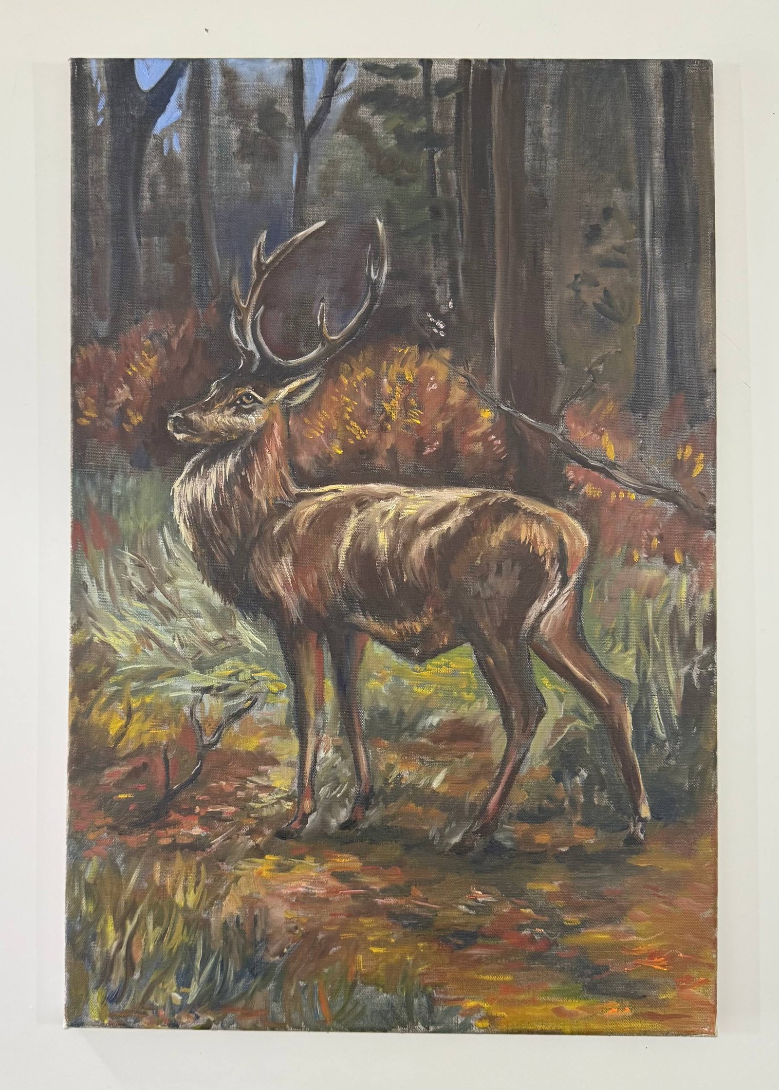 “Forest King” – Rustic Wildlife Painting by Regina Arts