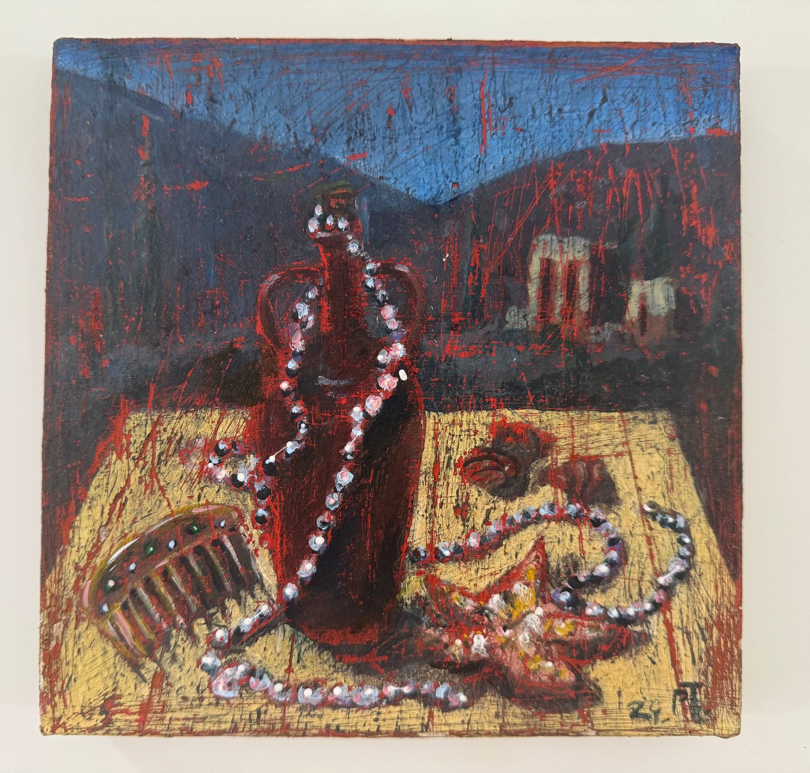 “Night Still Life with Pearl Necklace” – Dark Aesthetic Still Life by Regina Arts